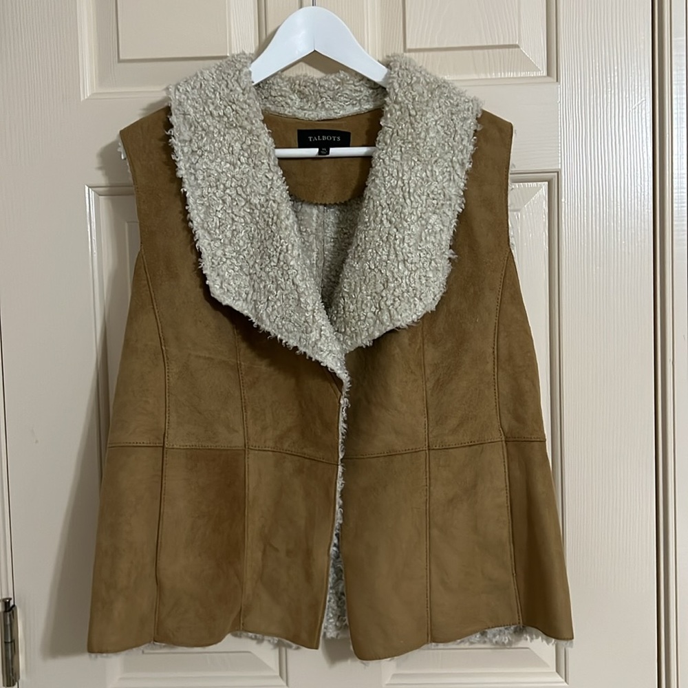 Talbots Faux Suede Sherpa Vest - Picture 3 of 8